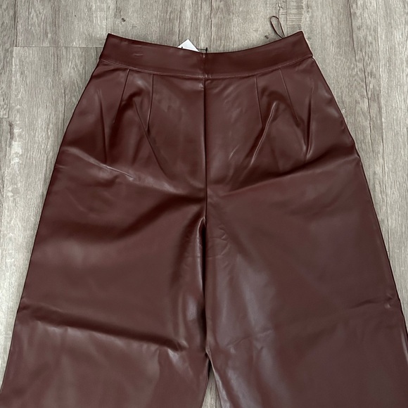NWT French Connection Crolenda Women’s Faux Leather Trouser Bitter Chocolate - Picture 7 of 13